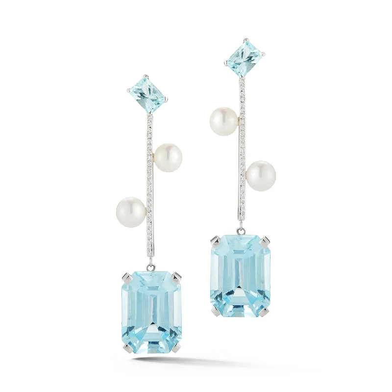 Elegant Jewelry, Affordable Luxury – Shop Now 14kt Aquamarine, Blue Topaz  and Pearl Statement Earring