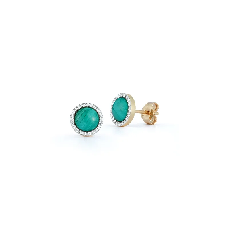 Best Jewelry Sale – Shop Exclusive Designs Now 14kt Malachite and Diamond Studs