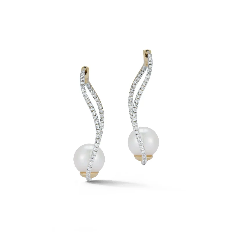 Fine Jewelry, Limited-Time Offers Available 14kt Pearl Wave Diamond Hoops