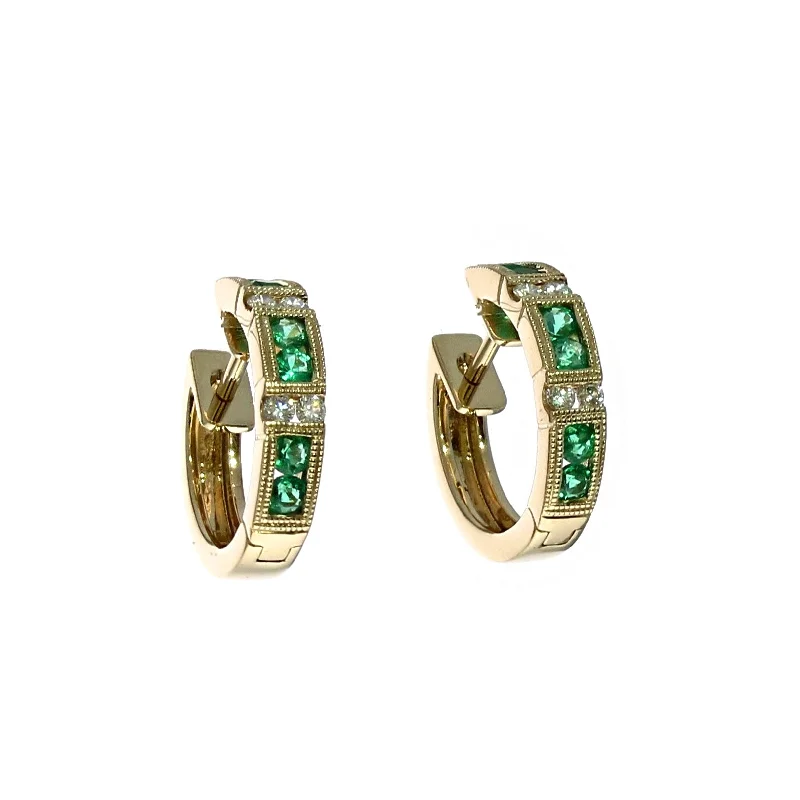 Beautiful Jewelry, Breathtaking Discounts – Hurry In Emerald and Diamond Yellow Gold Huggies Beautiful Jewelry, Breathtaking Discounts – Hurry In Emerald and Diamond Yellow Gold Huggies