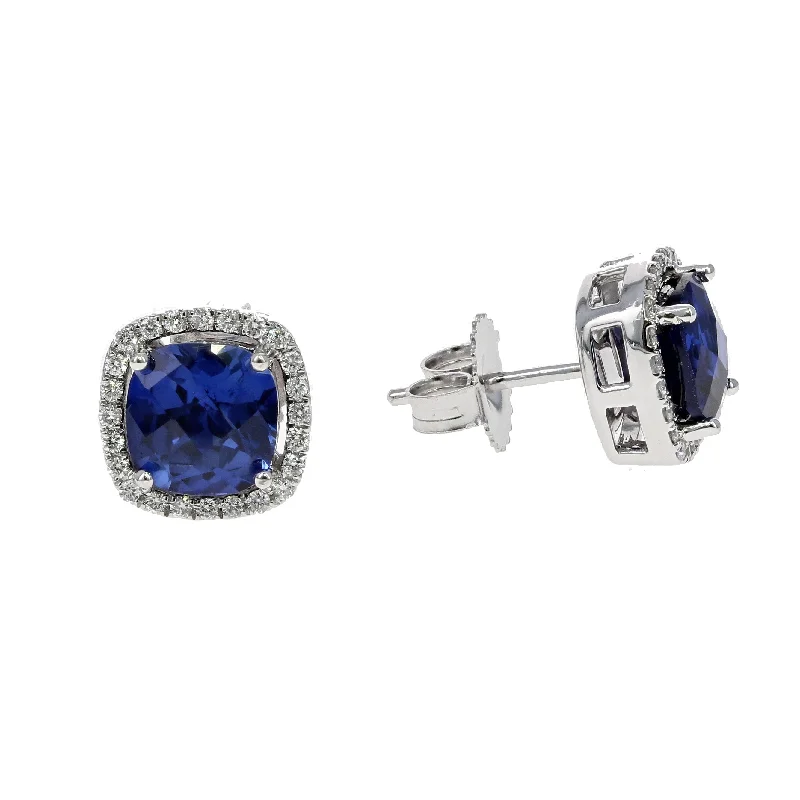 Affordable Glamour – Premium Jewelry For Less Cushion Checkeboard Sapphire Earrings Affordable Glamour – Premium Jewelry For Less Cushion Checkeboard Sapphire Earrings