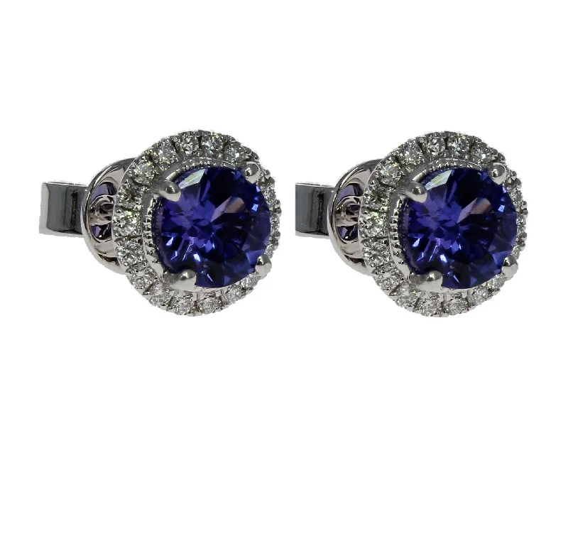 Shop High-Quality Jewelry At Jaw-Dropping Discounts Round Halo Tanzanite Diamond Earrings Shop High-Quality Jewelry At Jaw-Dropping Discounts Round Halo Tanzanite Diamond Earrings
