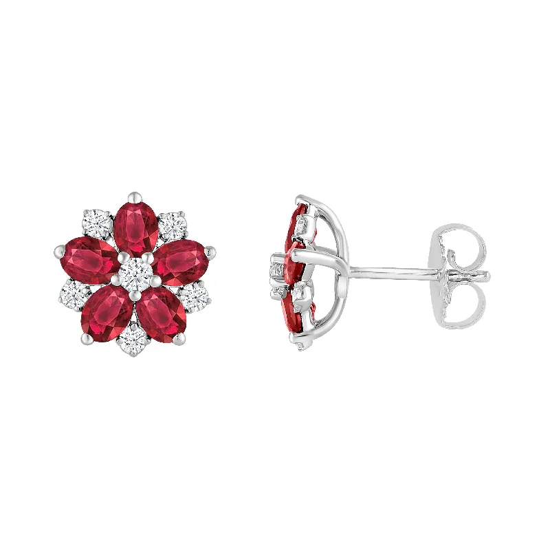Don't Miss These Dazzling Jewelry Discounts Flower Ruby Diamond Earrings