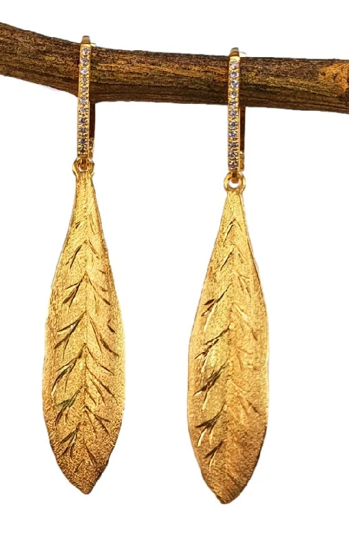 Stunning Jewelry At Even More Stunning Prices Gold and Diamond Leaf Earrings