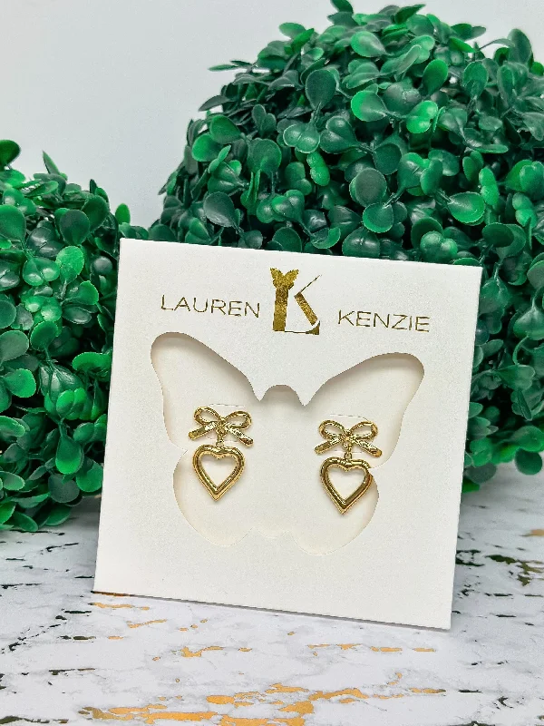 Gorgeous Jewelry, Limited-Time Savings Bow Heart Earrings by Lauren Kenzie