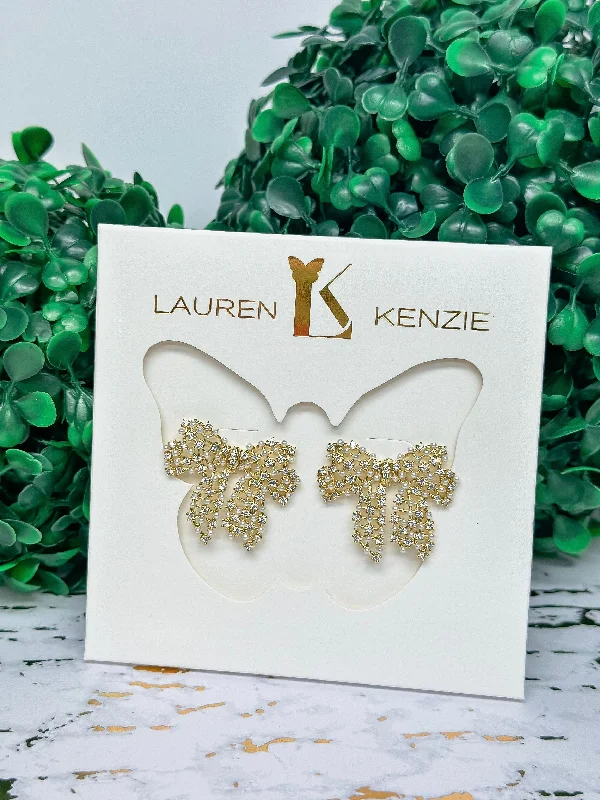 Shop Stylish Jewelry Now And Save Big Classic Pearl Bow Studs by Lauren Kenzie