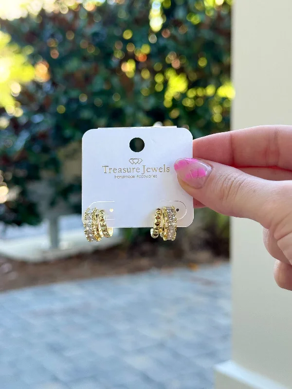 Exclusive Jewelry Sale – Shine For Less Triple Textured Huggies by Treasure Jewels