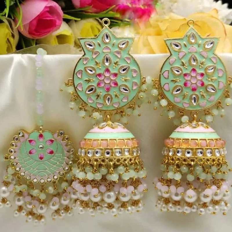 Fashion-Forward Jewelry At Exclusive Discounts Akruti Collection Gold Plated Kundan Stone And Pearls Meenakari Earrings With Maangtikka Fashion-Forward Jewelry At Exclusive Discounts Akruti Collection Gold Plated Kundan Stone And Pearls Meenakari Earrings With Maangtikka