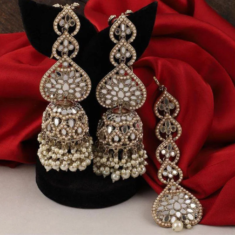 Your Dream Jewelry At Dream Prices – Shop Now Akruti Collection Gold Plated Mirror And Pearls Earrings With Maangtikka Your Dream Jewelry At Dream Prices – Shop Now Akruti Collection Gold Plated Mirror And Pearls Earrings With Maangtikka