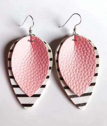 Get The Sparkle You Love At Prices You Adore Pink Striped Leather Drop Earrings