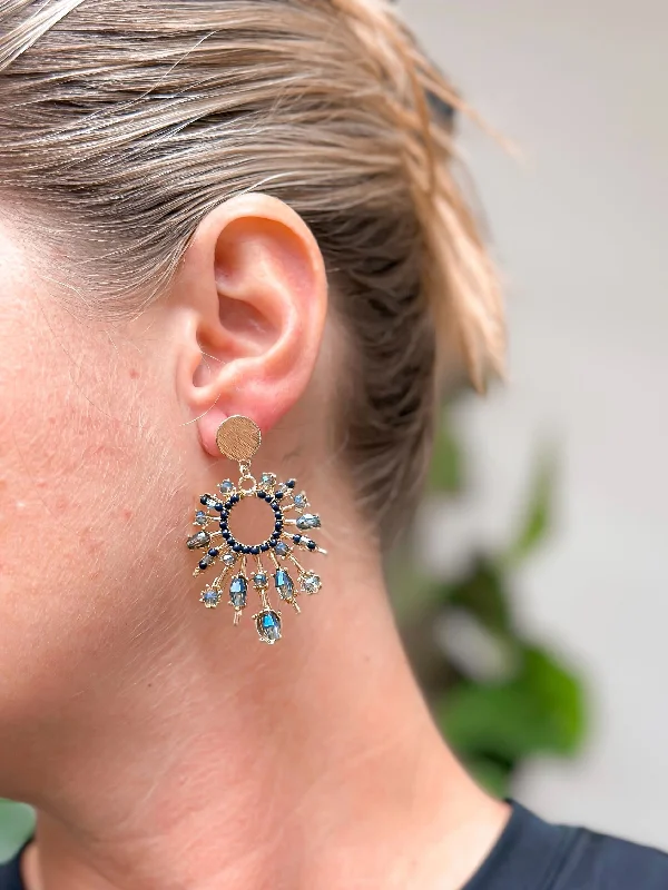 Don't Miss Out On Jaw-Dropping Jewelry Discounts Blue Beaded Burst Dangle Earrings