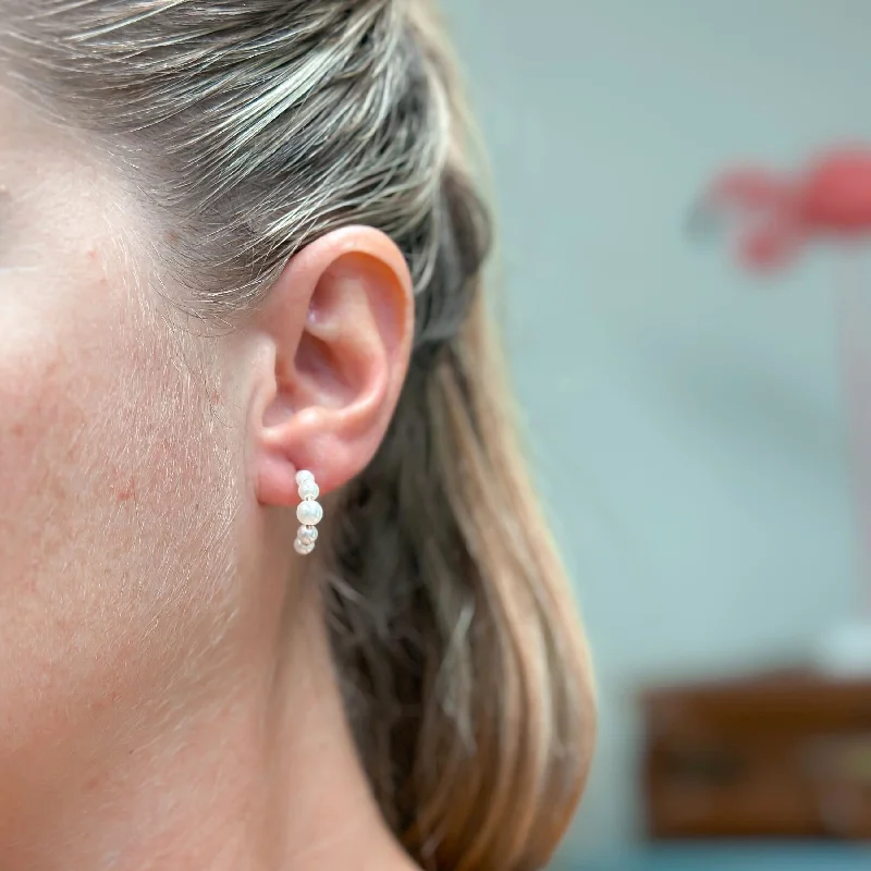 Classic And Modern Jewelry Styles On Sale Classic Pearl Petite Hoop Earrings