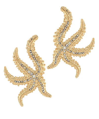 Exclusive Jewelry Sale – Sparkle For Less Crystal Pave Starfish Statement Earrings