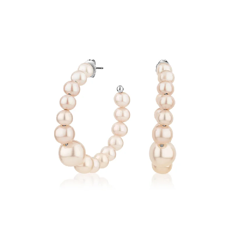 Buy More, Save More – Special Jewelry Discounts Cultured freshwater pearl hoop earrings in sterling silver Buy More, Save More – Special Jewelry Discounts Cultured freshwater pearl hoop earrings in sterling silver