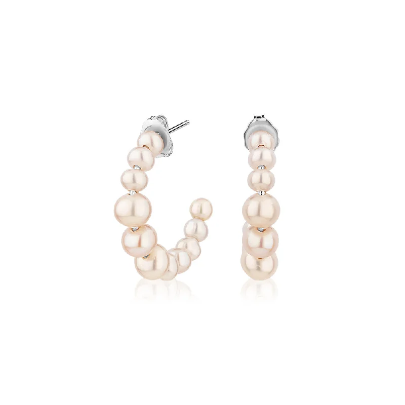 Dazzle With Discounts – Shop Jewelry On Sale Cultured freshwater pearl hoop earrings in sterling silver Dazzle With Discounts – Shop Jewelry On Sale Cultured freshwater pearl hoop earrings in sterling silver