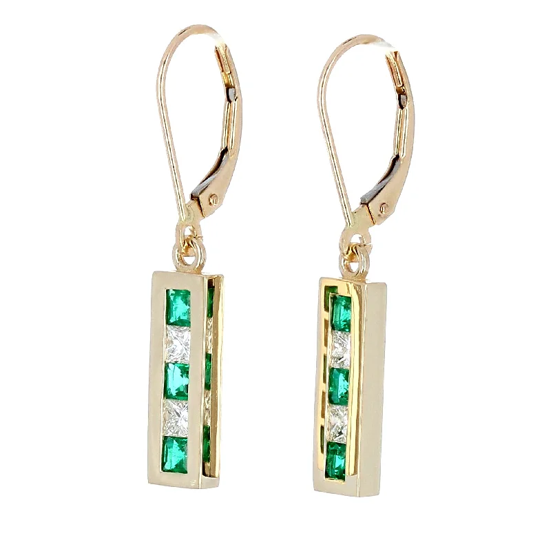 Bestselling Jewelry At Special Promotional Rates Emerald and Diamond Bar Earrings
