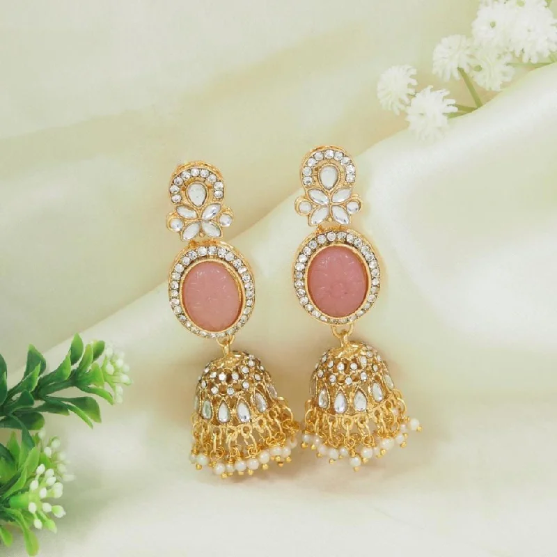 Beautiful Jewelry, Breathtaking Discounts – Hurry In Etnico Gold Plated Traditional Kundan & Pearl Jhumka Dangle Earrings (Pink) Beautiful Jewelry, Breathtaking Discounts – Hurry In Etnico Gold Plated Traditional Kundan & Pearl Jhumka Dangle Earrings (Pink)