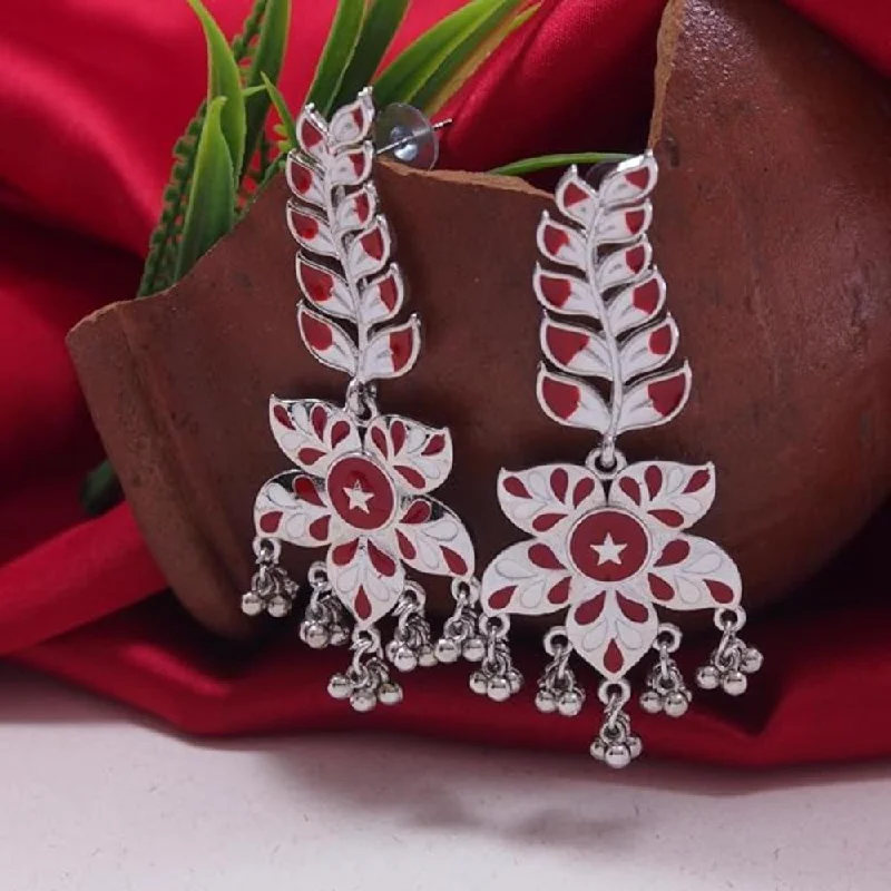 Trendy And Classic Jewelry Now At Reduced Prices Etnico Silver Oxidised Meenakari Trendy Floral Leaf Design Dangle Earrings For Women (E3236ZR) Trendy And Classic Jewelry Now At Reduced Prices Etnico Silver Oxidised Meenakari Trendy Floral Leaf Design Dangle Earrings For Women (E3236ZR)