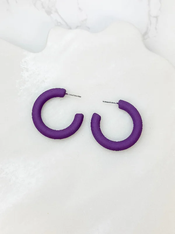 Big Discounts On Elegant Jewelry Collections Fall Color Coated Hoop Earrings - Purple Big Discounts On Elegant Jewelry Collections Fall Color Coated Hoop Earrings - Purple