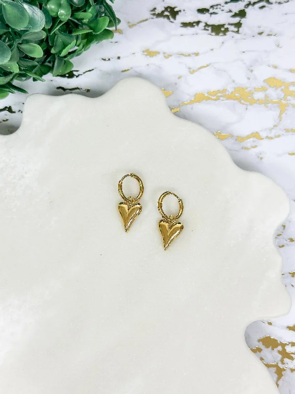 Luxury Handcrafted Jewelry For Elegant Looks Golden Heart Huggie Hoops by Lauren Kenzie