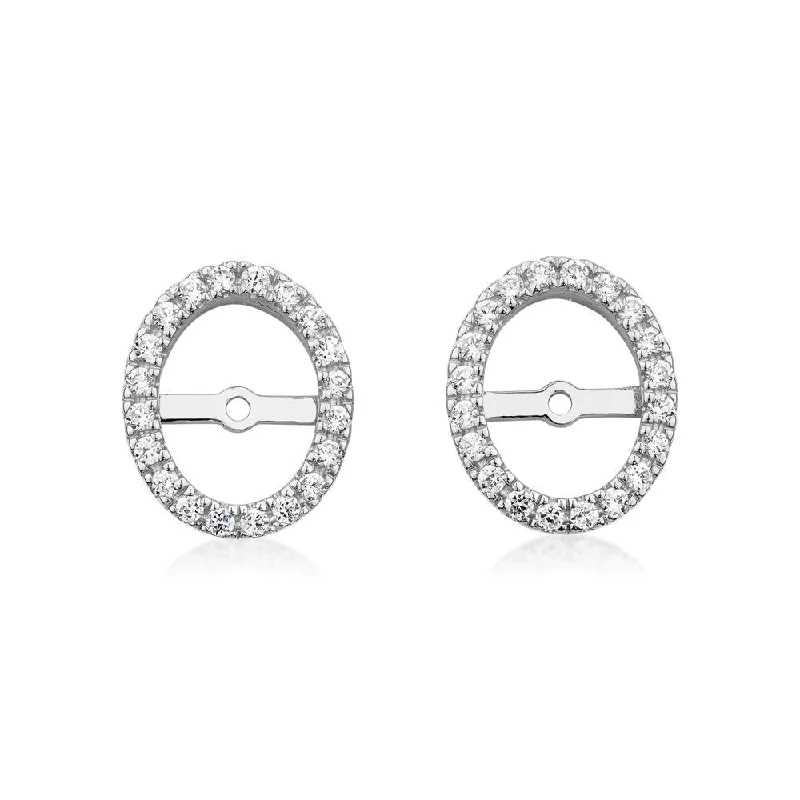 Huge Savings On Premium Jewelry Styles Oval halo earring enhancer with 0.4 carats* of diamond simulants in sterling silver Huge Savings On Premium Jewelry Styles Oval halo earring enhancer with 0.4 carats* of diamond simulants in sterling silver