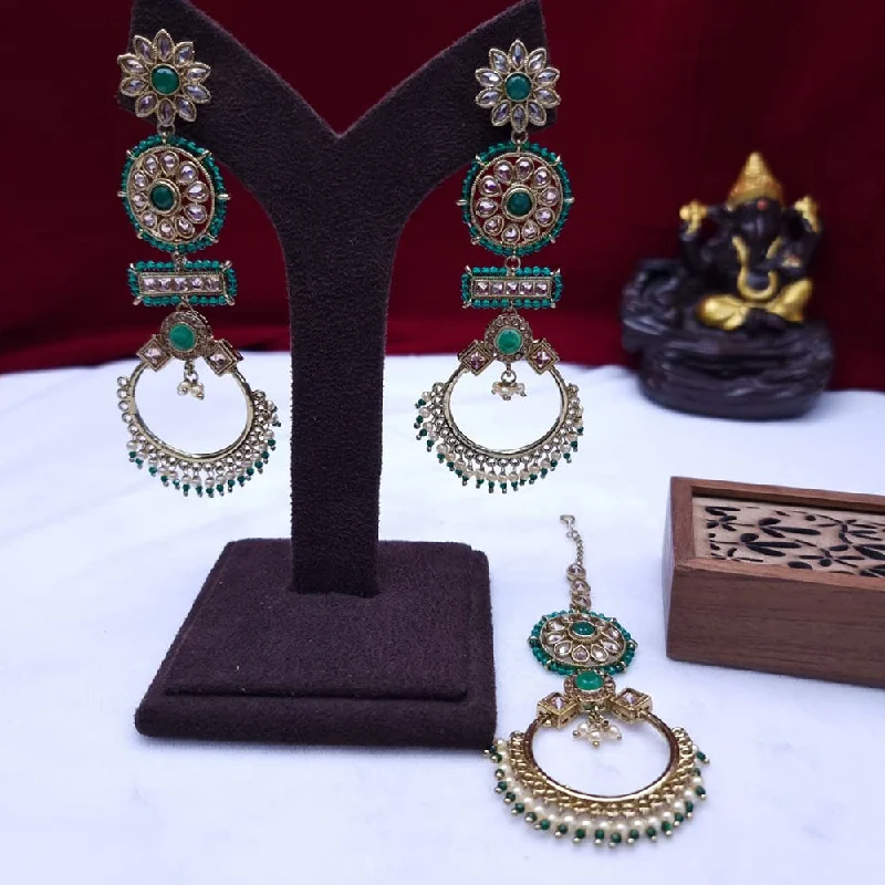 Must-Have Jewelry Pieces At Reduced Prices JCM Gold Plated Crystal Stone And Pearls Dangler Earrings With Maangtikka Must-Have Jewelry Pieces At Reduced Prices JCM Gold Plated Crystal Stone And Pearls Dangler Earrings With Maangtikka