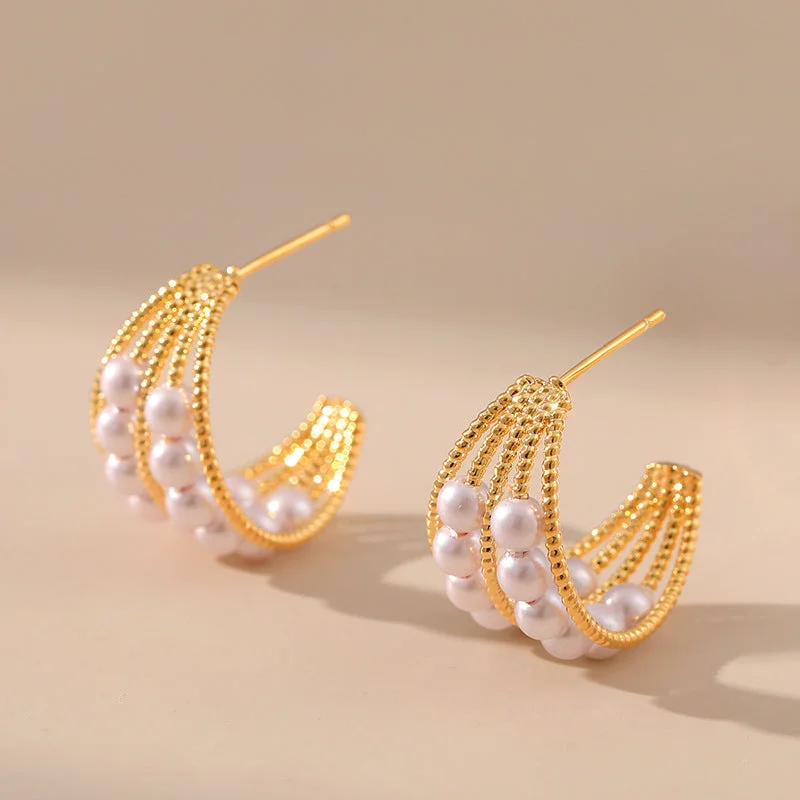Make Your Outfit Shine With Discounted Jewelry Gold Beaded Hoop Earrings with Pearl -jlt11842 Make Your Outfit Shine With Discounted Jewelry Gold Beaded Hoop Earrings with Pearl -jlt11842