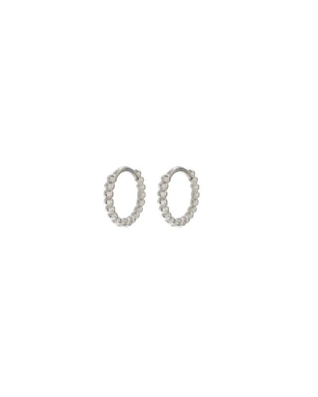 Trending Jewelry Now At Unbeatable Prices Mini Continuous Beaded Huggies- Silver
