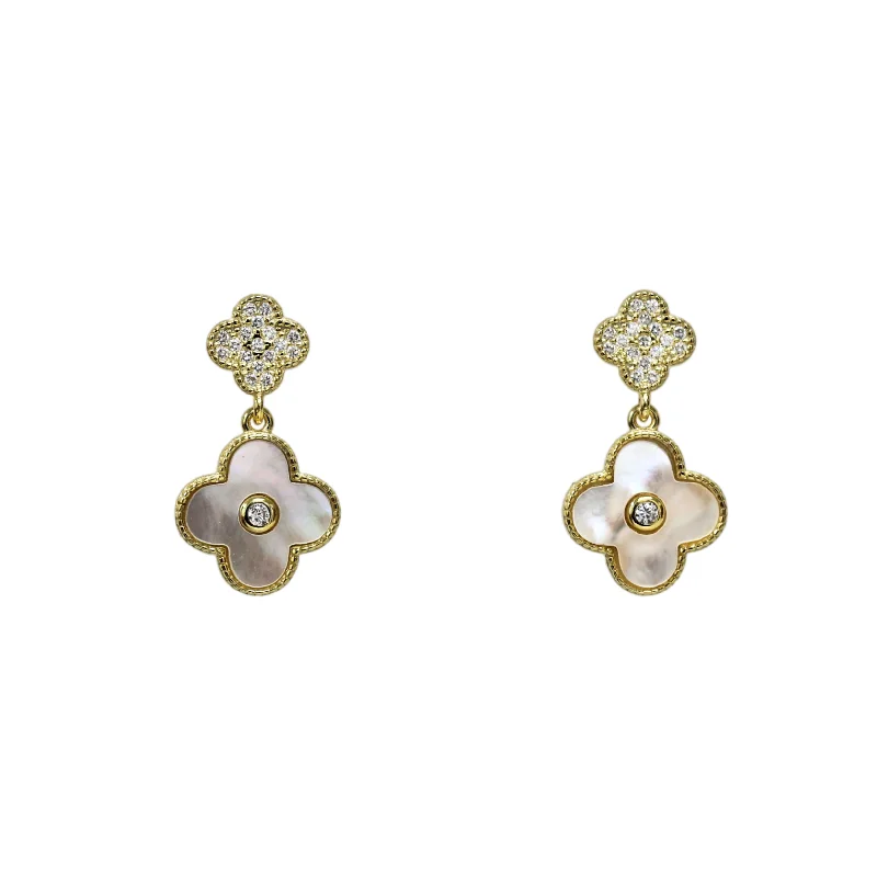 Personalized Jewelry Sale – Unique Gifts At Low Prices "Mini Madam" Double Clover Drop CZ Earrings Personalized Jewelry Sale – Unique Gifts At Low Prices "Mini Madam" Double Clover Drop CZ Earrings