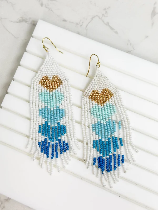 Special Jewelry Deals – Upgrade Your Collection Ombre Heart Fringe Dangle Earrings - Blue Special Jewelry Deals – Upgrade Your Collection Ombre Heart Fringe Dangle Earrings - Blue