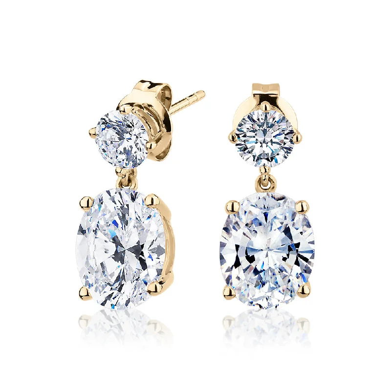 The Perfect Accessory For Less – Jewelry Sale Live Oval and Round Brilliant drop earrings with 6 carats* of diamond simulants in 10 carat yellow gold The Perfect Accessory For Less – Jewelry Sale Live Oval and Round Brilliant drop earrings with 6 carats* of diamond simulants in 10 carat yellow gold