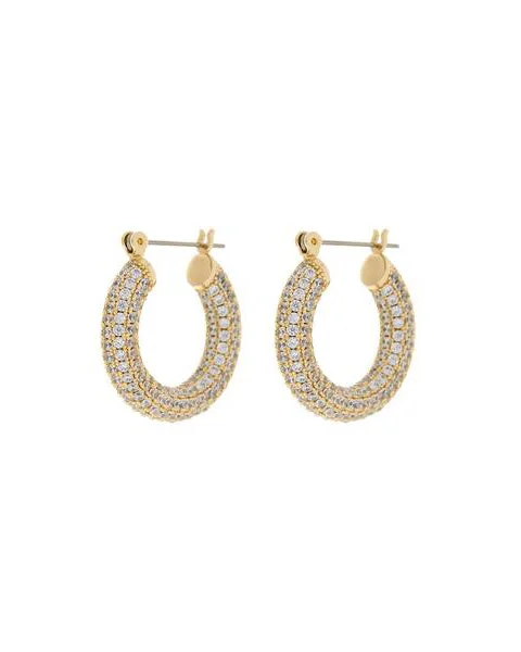High-End Sparkle, Low-End Prices – Shop Now Pave Baby Amalfi Hoops- Gold