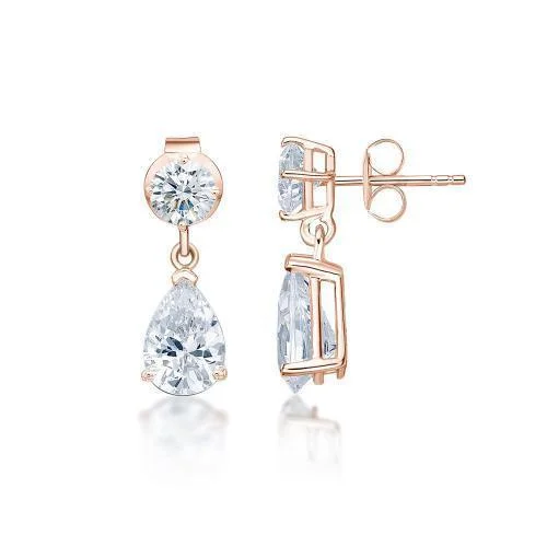 Dazzle In Elegance With Our Biggest Jewelry Sale Pear and Round Brilliant drop earrings with 1.92 carats* of diamond simulants in 10 carat rose gold Dazzle In Elegance With Our Biggest Jewelry Sale Pear and Round Brilliant drop earrings with 1.92 carats* of diamond simulants in 10 carat rose gold