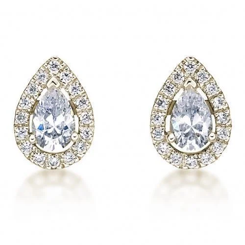 Unmissable Deals On Handmade Jewelry Collections Small Pear Halo Earrings in Yellow Gold Unmissable Deals On Handmade Jewelry Collections Small Pear Halo Earrings in Yellow Gold