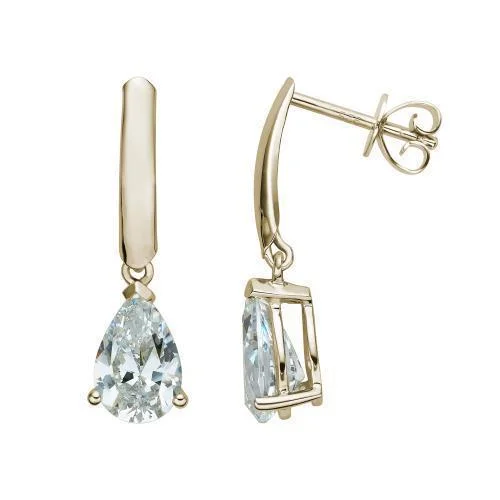 Premium Jewelry, Premium Discounts – Act Fast Pear drop earrings with 2.66 carats* of diamond simulants in 10 carat yellow gold Premium Jewelry, Premium Discounts – Act Fast Pear drop earrings with 2.66 carats* of diamond simulants in 10 carat yellow gold