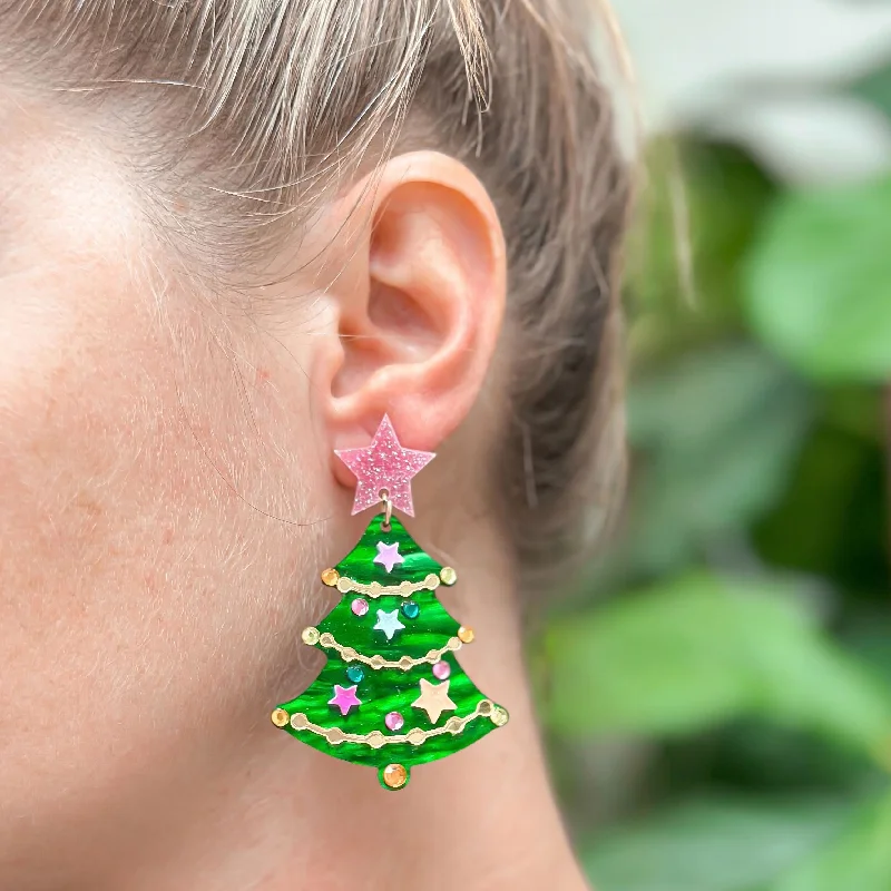 Everyday Jewelry Essentials Now On Sale Pink Star Christmas Tree Dangle Earrings