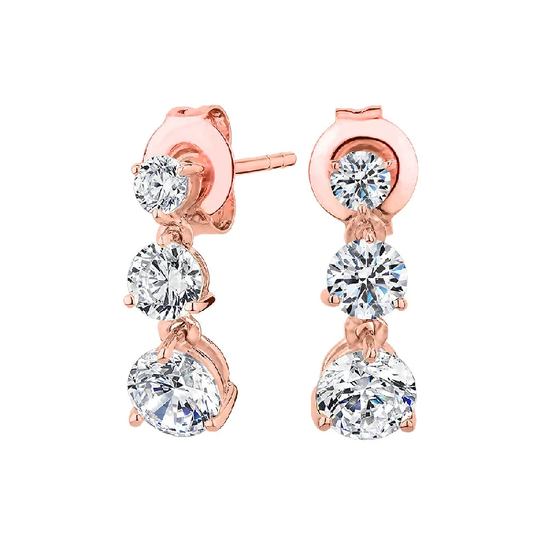 Celebrate Every Occasion With Sparkling Savings Round Brilliant drop earrings with 1.64 carats* of diamond simulants in 10 carat rose gold