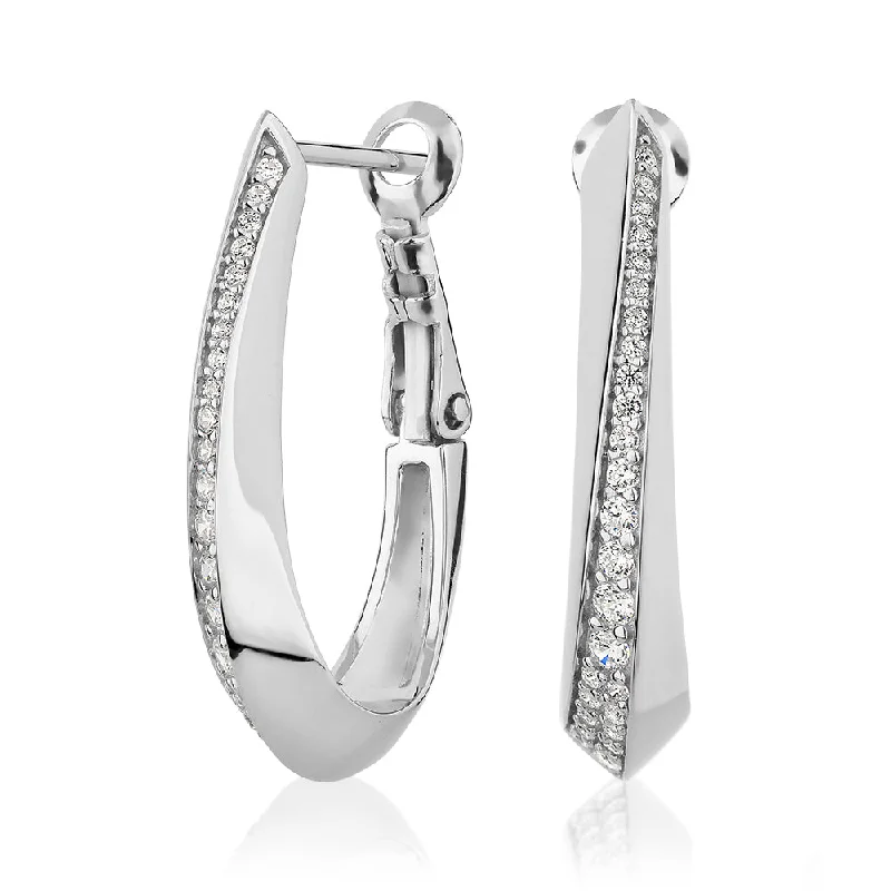 Gorgeous Jewelry, Limited-Time Savings Round Brilliant hoop earrings with 0.36 carats* of diamond simulants in sterling silver Gorgeous Jewelry, Limited-Time Savings Round Brilliant hoop earrings with 0.36 carats* of diamond simulants in sterling silver