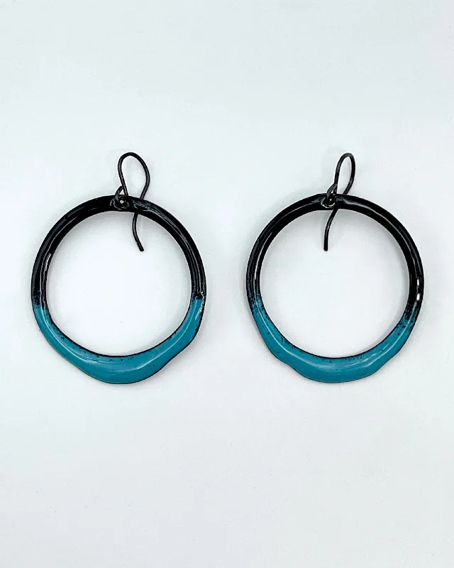 Customized Silver Jewelry For Unique Style Round Dipped Washer Enamel Earrings