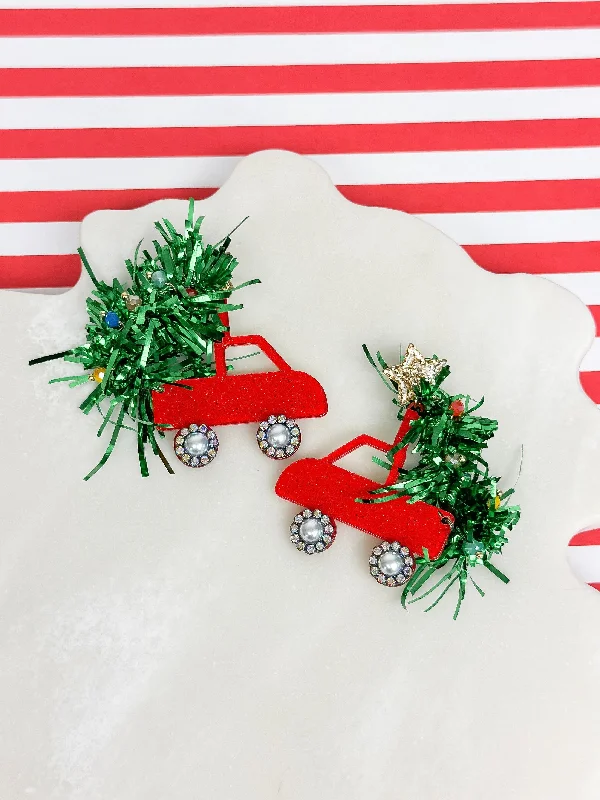 Seasonal Jewelry Deals – Elevate Your Style Tinsel Christmas Tree Truck Dangle Earrings Seasonal Jewelry Deals – Elevate Your Style Tinsel Christmas Tree Truck Dangle Earrings