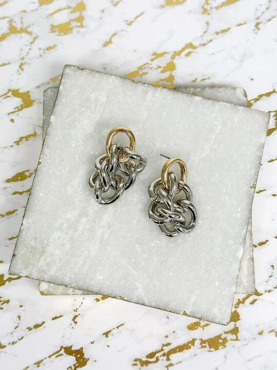 Stunning Statement Jewelry, Unbeatable Discounts Two Tone Chain Link Earrings