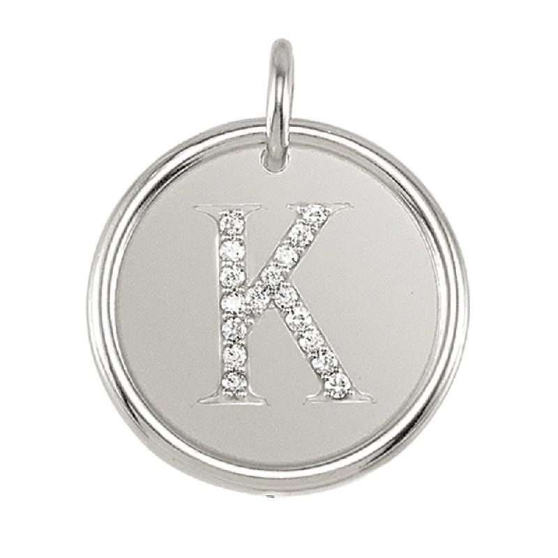 Limited Stock On Premium Jewelry At Low Prices .085 Ctw G-H, I1 Diamond Initial 17mm 14k White Gold Pendant Letter K Limited Stock On Premium Jewelry At Low Prices .085 Ctw G-H, I1 Diamond Initial 17mm 14k White Gold Pendant Letter K