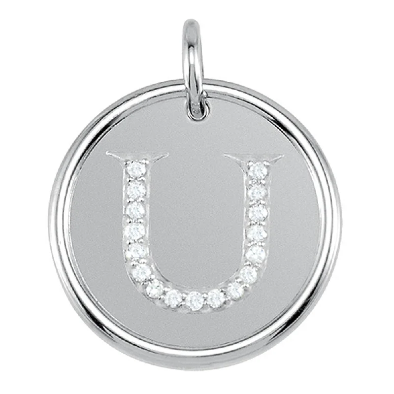 Luxury Jewelry Now At Special Promotional Rates .085 Ctw G-H, I1 Diamond Initial 17mm 14k White Gold Pendant Letter U Luxury Jewelry Now At Special Promotional Rates .085 Ctw G-H, I1 Diamond Initial 17mm 14k White Gold Pendant Letter U