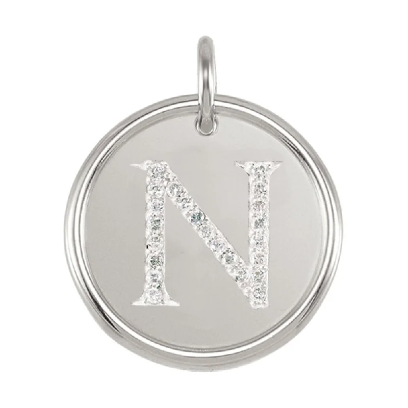Sparkle In Style With Our Best Jewelry Deals 1/10 Ctw G-H, I1 Diamond Initial 17mm 14k White Gold Pendant Letter N Sparkle In Style With Our Best Jewelry Deals 1/10 Ctw G-H, I1 Diamond Initial 17mm 14k White Gold Pendant Letter N