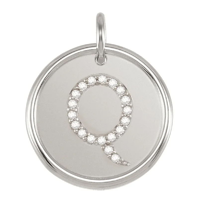 Don't Miss Out – Shop Elegant Jewelry For Less 1/10 Ctw G-H, I1 Diamond Initial 17mm 14k White Gold Pendant Letter Q Don't Miss Out – Shop Elegant Jewelry For Less 1/10 Ctw G-H, I1 Diamond Initial 17mm 14k White Gold Pendant Letter Q