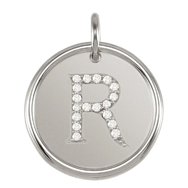 Modern Statement Jewelry For Bold Styling 1/10 Ctw G-H, I1 Diamond Initial 17mm 14k White Gold Pendant Letter R Modern Statement Jewelry For Bold Styling 1/10 Ctw G-H, I1 Diamond Initial 17mm 14k White Gold Pendant Letter R