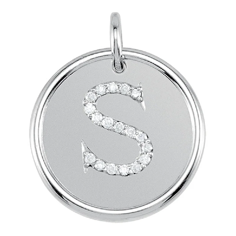 Waterproof Stainless Steel Jewelry For Lasting Beauty 1/10 Ctw G-H, I1 Diamond Initial 17mm 14k White Gold Pendant Letter S Waterproof Stainless Steel Jewelry For Lasting Beauty 1/10 Ctw G-H, I1 Diamond Initial 17mm 14k White Gold Pendant Letter S