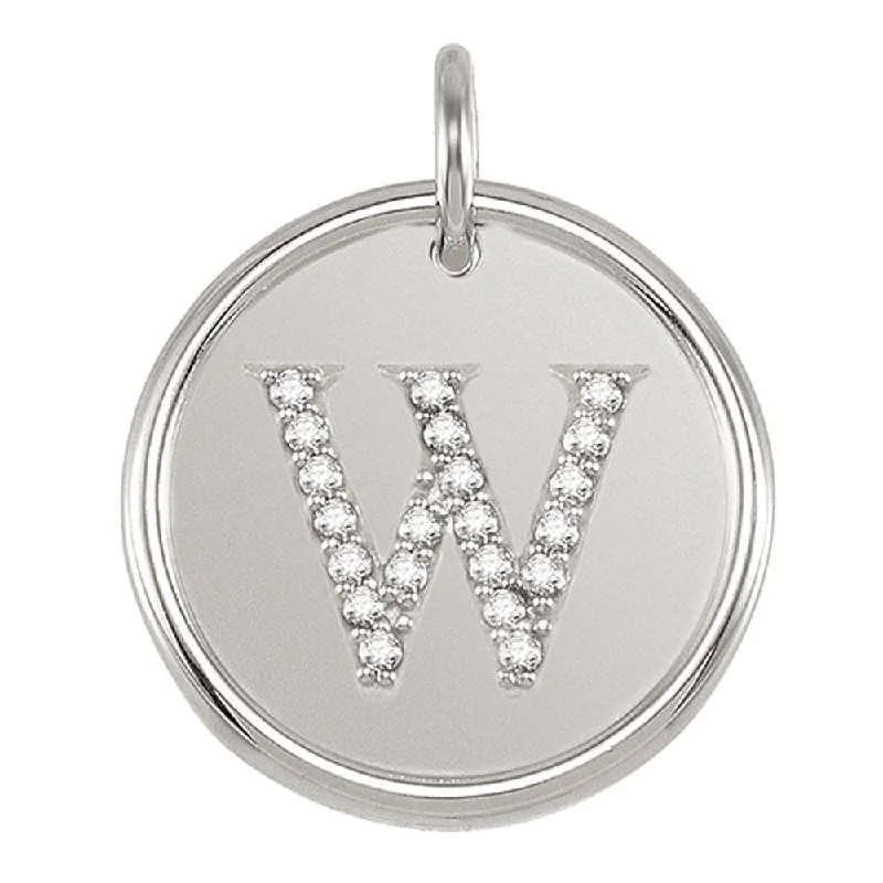 Exclusive Online Discounts On Stylish Jewelry 1/10 Ctw G-H, I1 Diamond Initial 17mm 14k White Gold Pendant Letter W