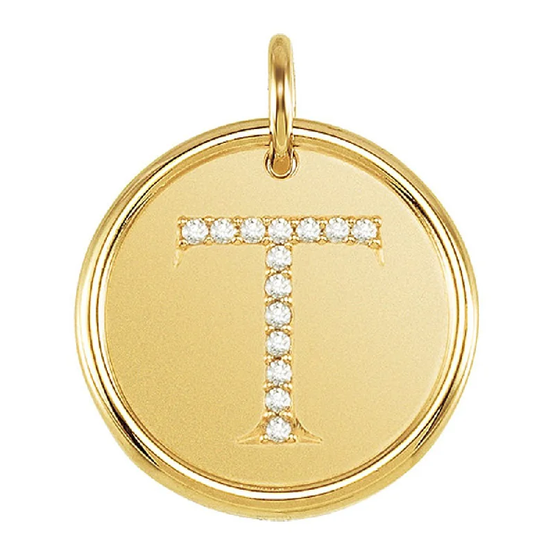 Grab Your Dream Jewelry At The Lowest Prices 1/15 Ctw G-H, I1 Diamond Initial 17mm 14k Yellow Gold Pendant Letter T Grab Your Dream Jewelry At The Lowest Prices 1/15 Ctw G-H, I1 Diamond Initial 17mm 14k Yellow Gold Pendant Letter T