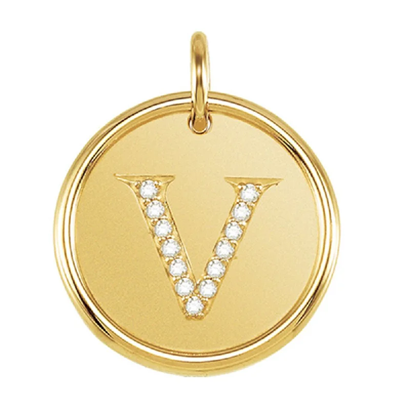 Exclusive Jewelry Sale – Sparkle For Less 1/15 Ctw G-H, I1 Diamond Initial 17mm 14k Yellow Gold Pendant Letter V Exclusive Jewelry Sale – Sparkle For Less 1/15 Ctw G-H, I1 Diamond Initial 17mm 14k Yellow Gold Pendant Letter V